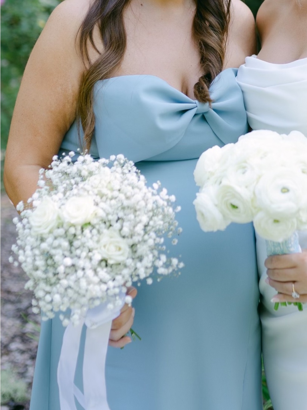 Revelry Dusty Blue Strapless Bow-Front Bridesmaid Dress